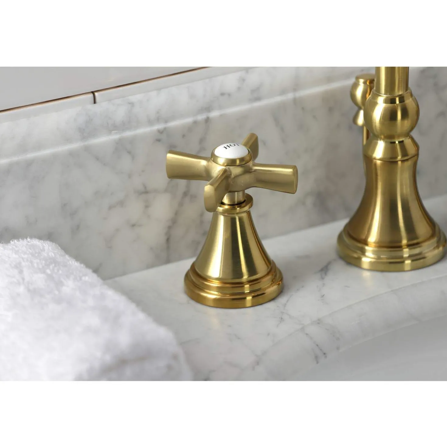 Kingston Brass KS298XZX-P Millennium Widespread Bathroom Faucet with Brass Pop-Up