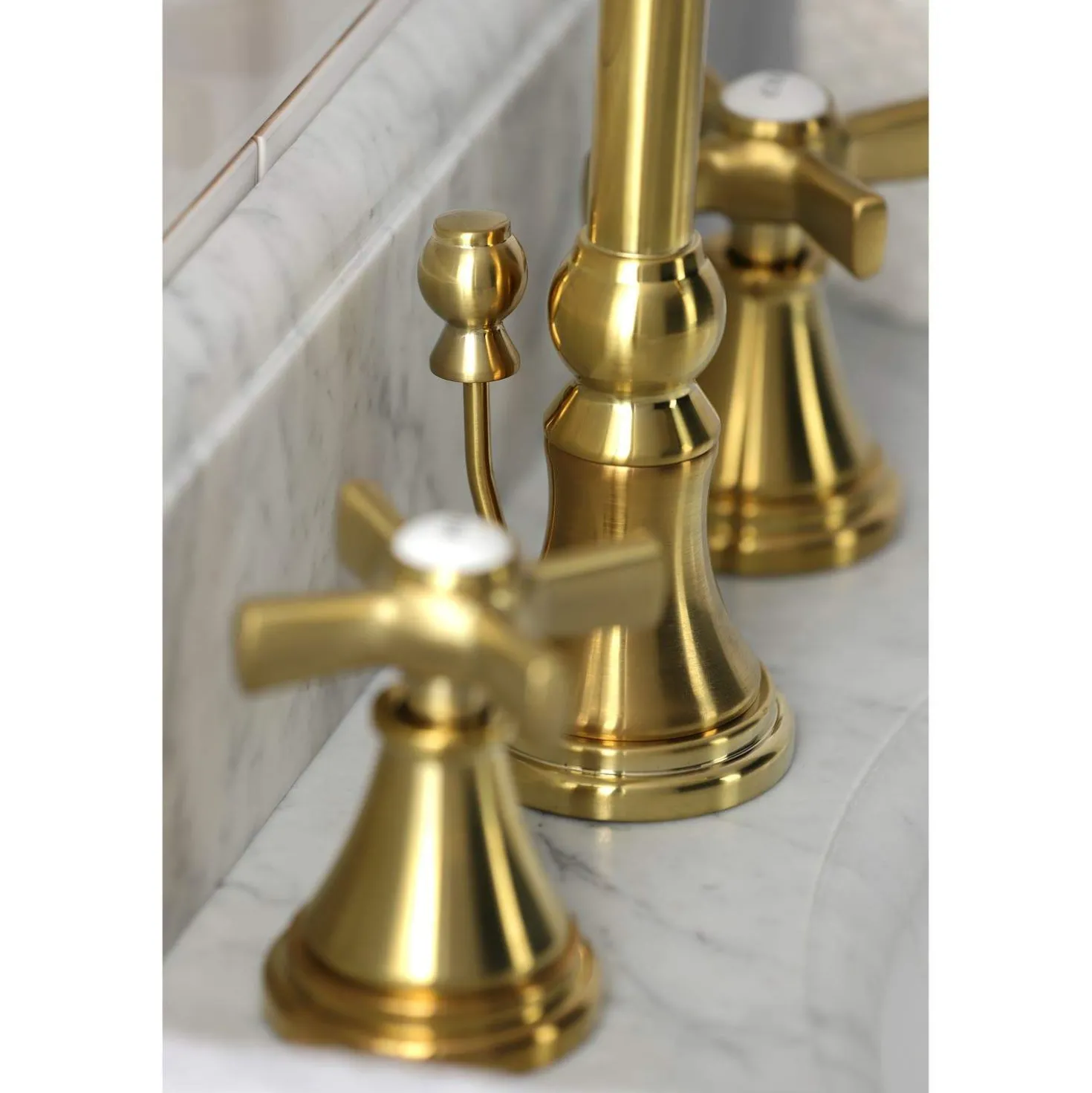 Kingston Brass KS298XZX-P Millennium Widespread Bathroom Faucet with Brass Pop-Up