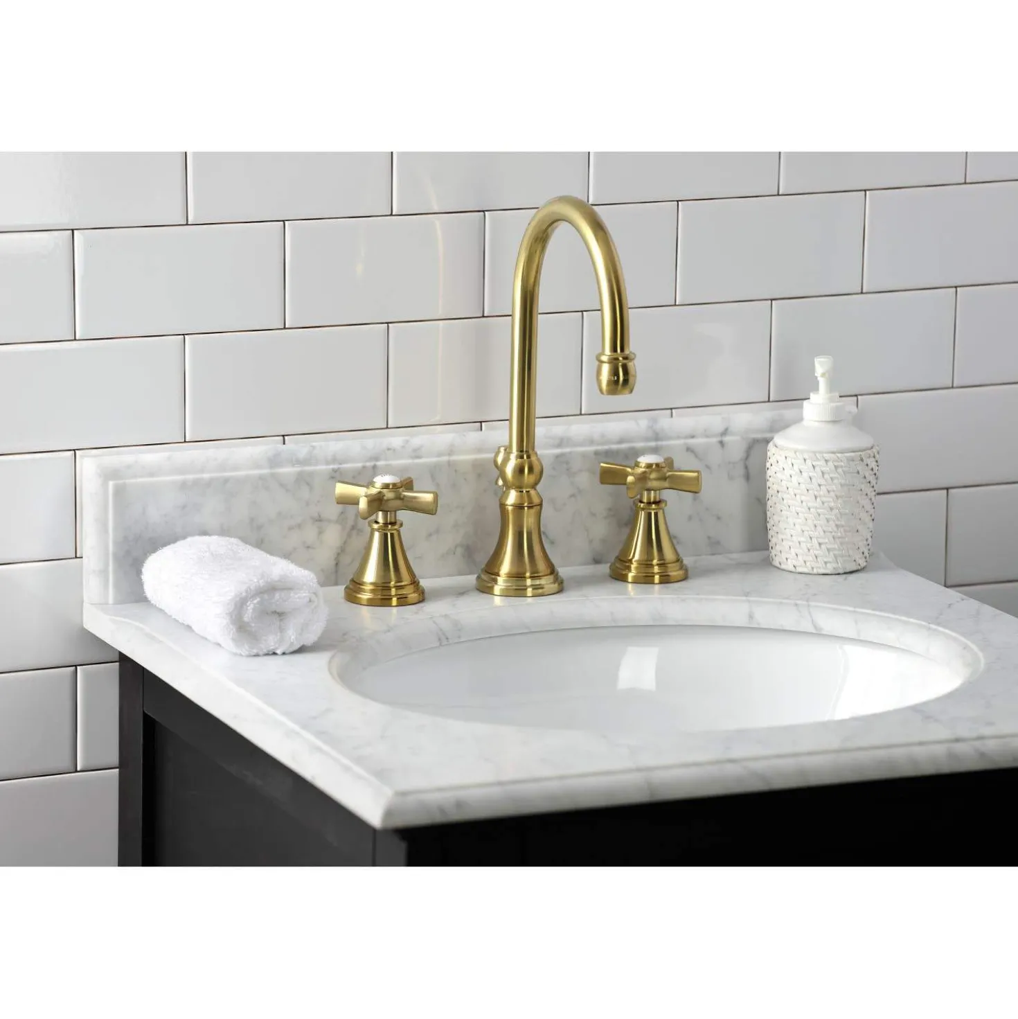 Kingston Brass KS298XZX-P Millennium Widespread Bathroom Faucet with Brass Pop-Up