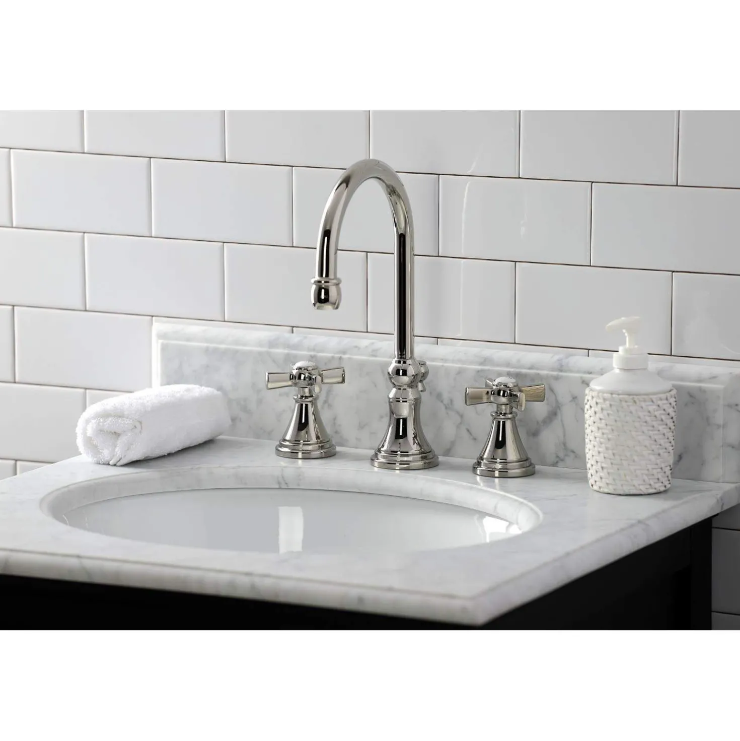 Kingston Brass KS298XZX-P Millennium Widespread Bathroom Faucet with Brass Pop-Up