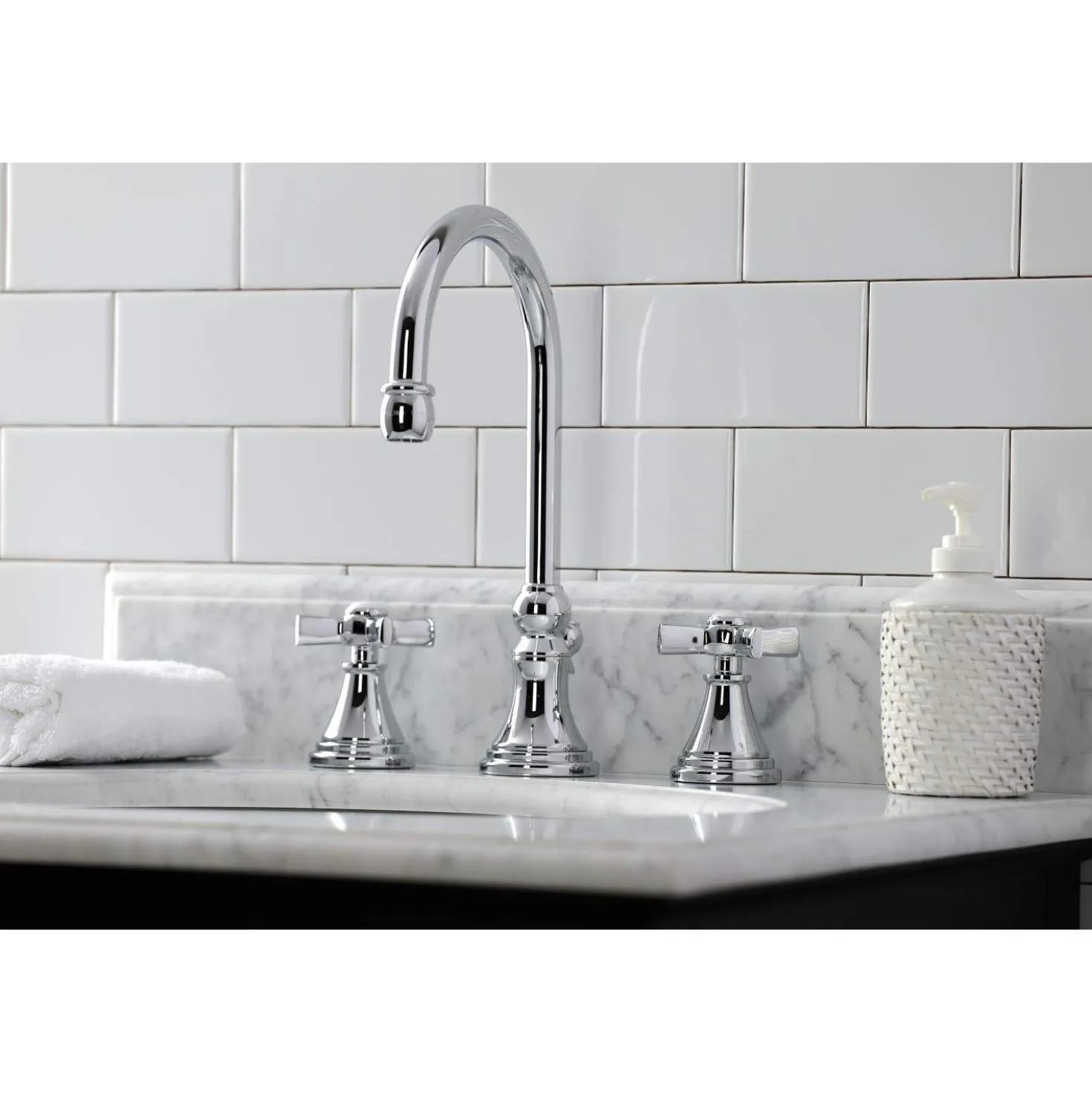Kingston Brass KS298XZX-P Millennium Widespread Bathroom Faucet with Brass Pop-Up