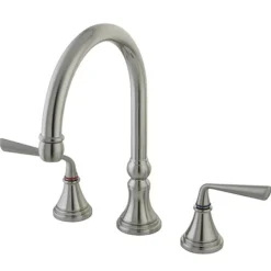 Kingston Brass KS2798ZLLS Silver Sage Double Handle Widespread Kitchen Faucet without Brass Sprayer