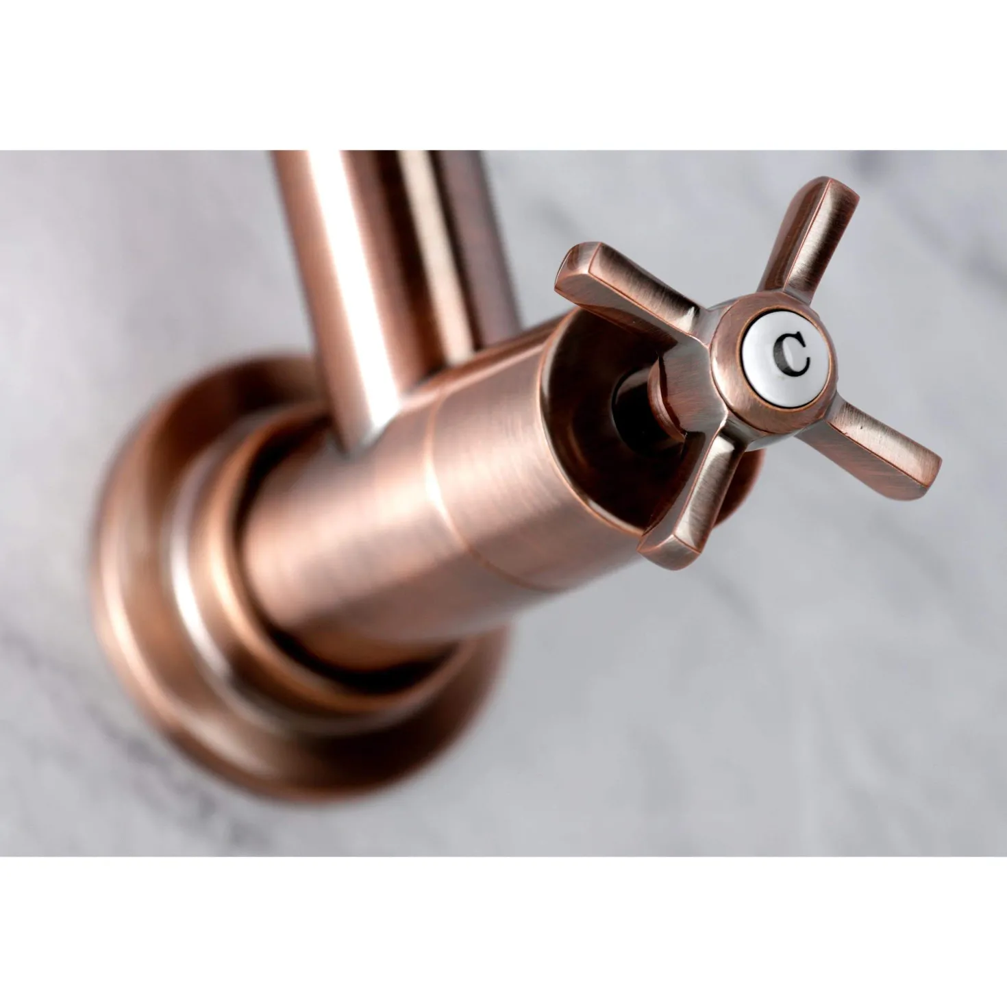 Kingston Brass KS810ZXAC Millennium Wall Mount Pot Filler Kitchen Faucet, Antique Copper