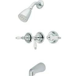 Kingston Brass 3-Lever Handles Tub and Shower Faucet