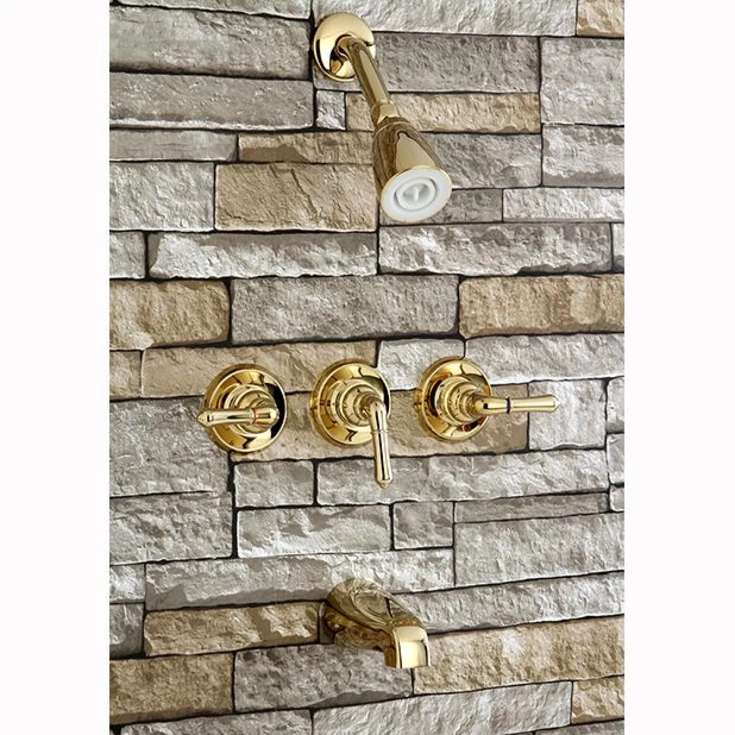 Kingston Brass Magellan Solid Brass Three Handle Tub and Shower Faucet