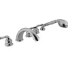 Kingston Brass Magellan Three Handle Roman Tub Filler with Hand Shower