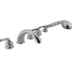 Kingston Brass Magellan Three Handle Roman Tub Filler with Hand Shower