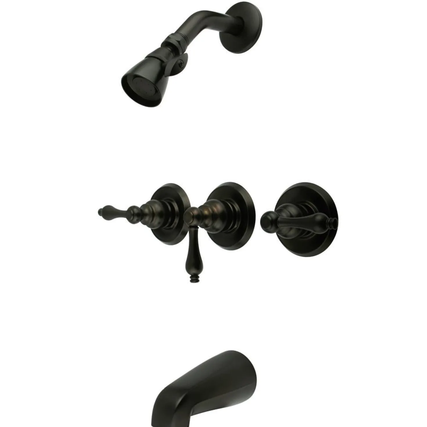 Kingston Brass Magellan Three Handle Oil Rubbed Bronze Tub and Shower Faucet