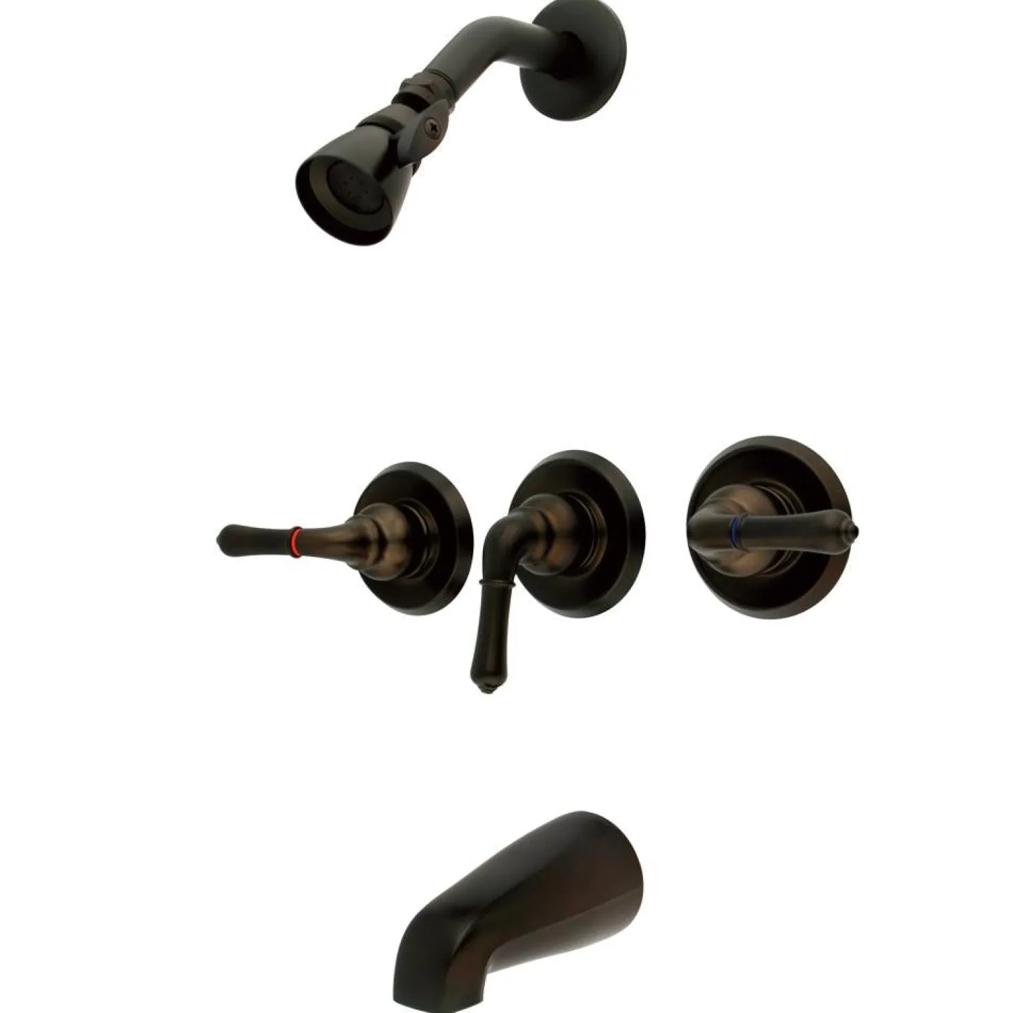 Kingston Brass Magellan Three Handle Tub and Shower Faucet in Oil Rubbed Bronze