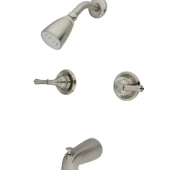 Kingston Brass Magellan Two Handle Satin Nickel Tub and Shower Faucet