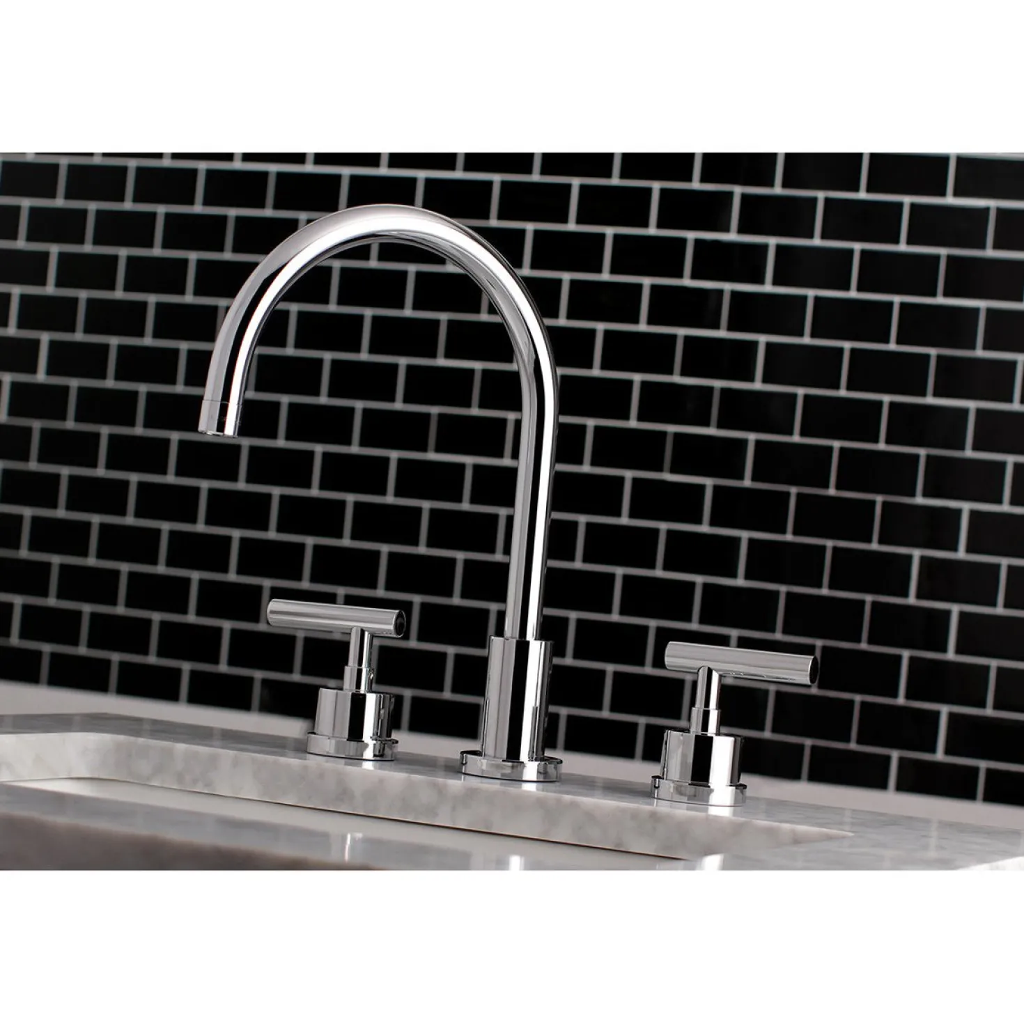 Kingston Brass Manhattan Deck Mount 8-Inch Widespread Bathroom Faucet