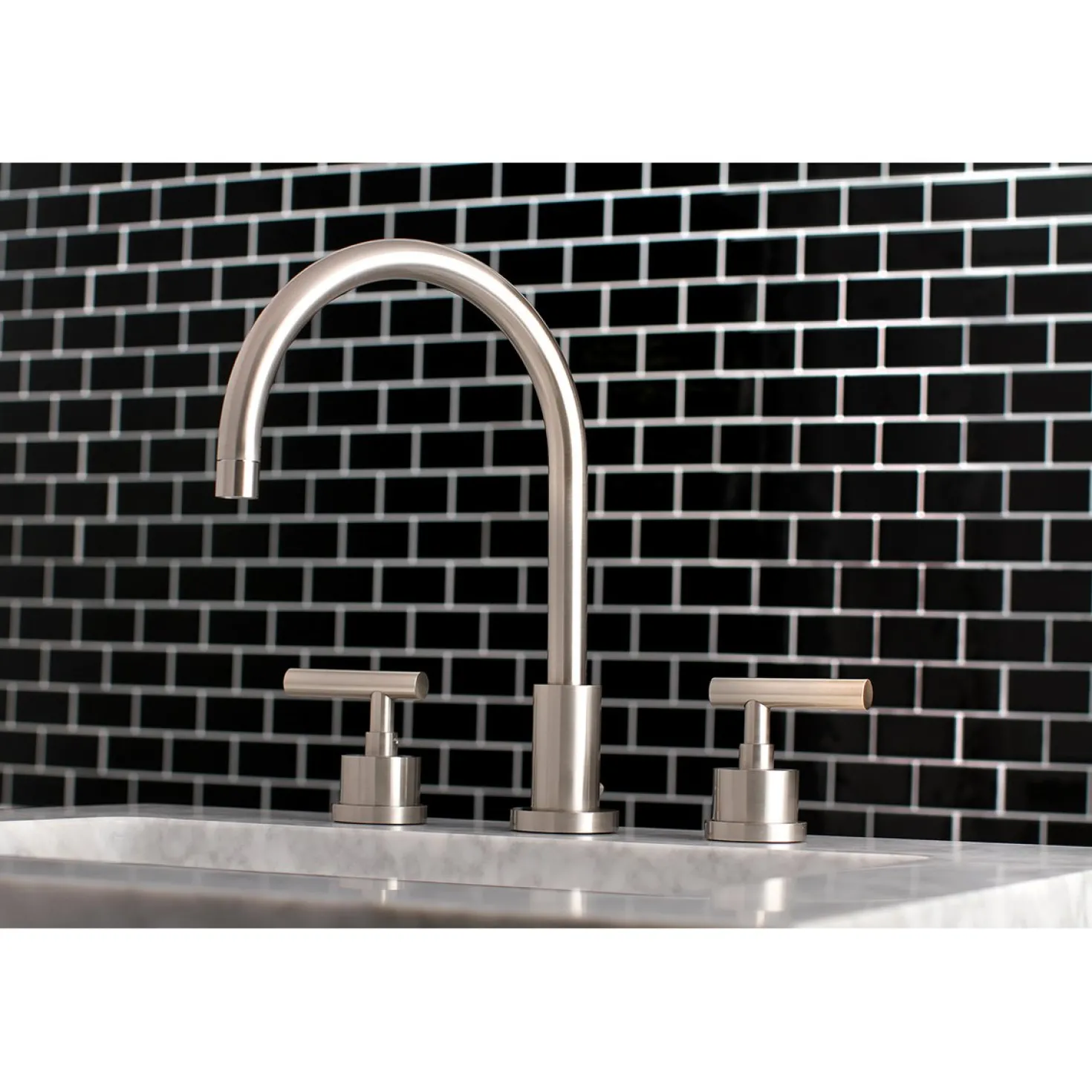 Kingston Brass Manhattan Deck Mount 8-Inch Widespread Bathroom Faucet