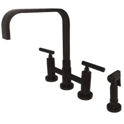 Kingston Brass Manhattan 2-Handle Kitchen Faucet with Brass Side Sprayer