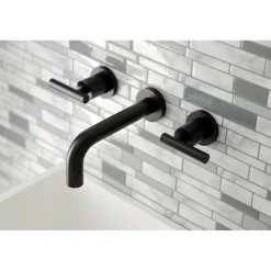 Kingston Brass Manhattan 2-Handle 8-Inch Wall Mount Bathroom Faucet