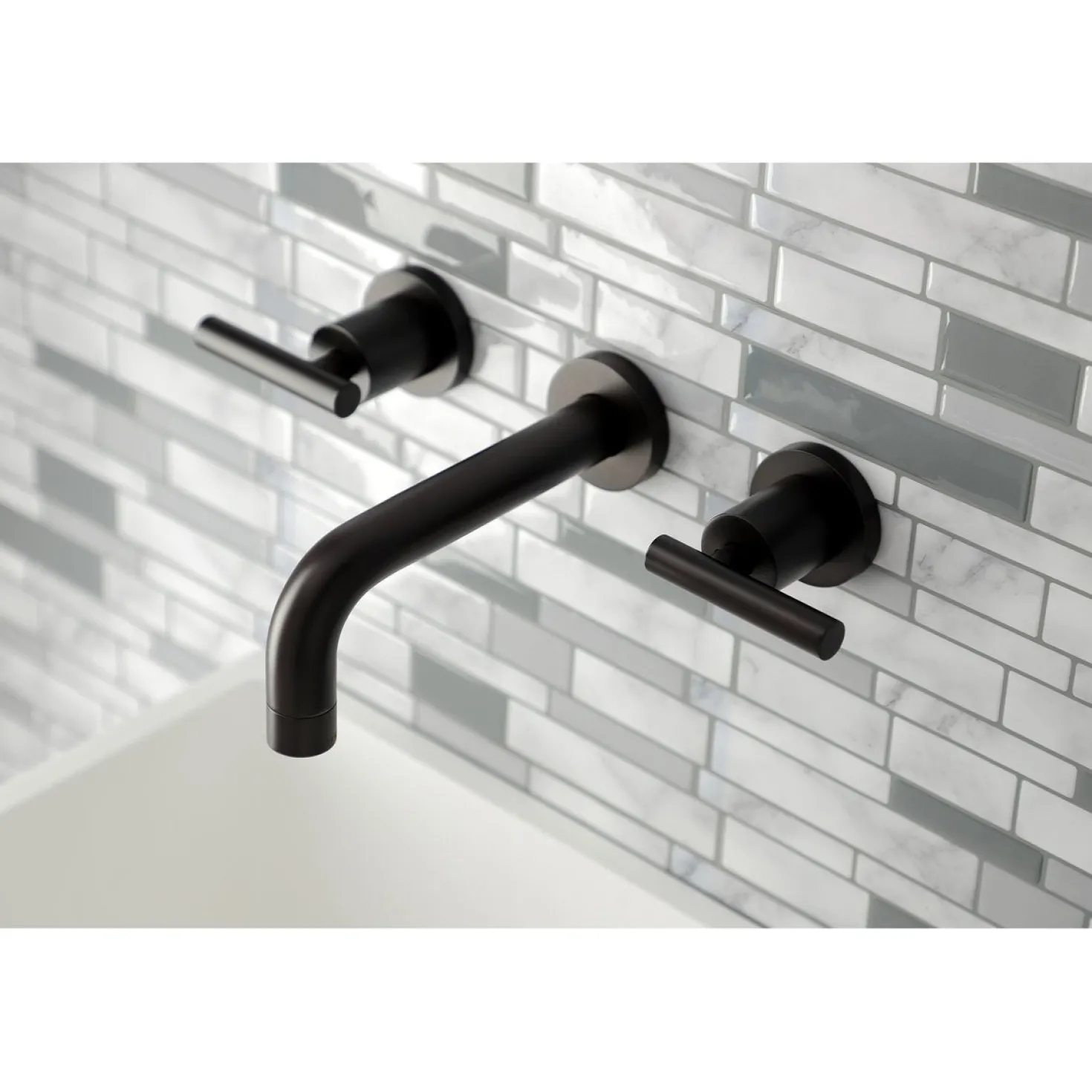 Kingston Brass Manhattan 2-Handle 8-Inch Wall Mount Bathroom Faucet