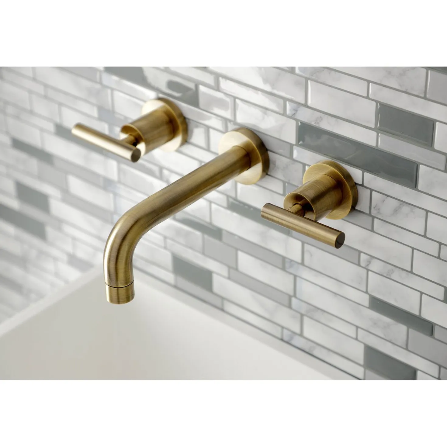 Kingston Brass Manhattan 2-Handle 8-Inch Wall Mount Bathroom Faucet