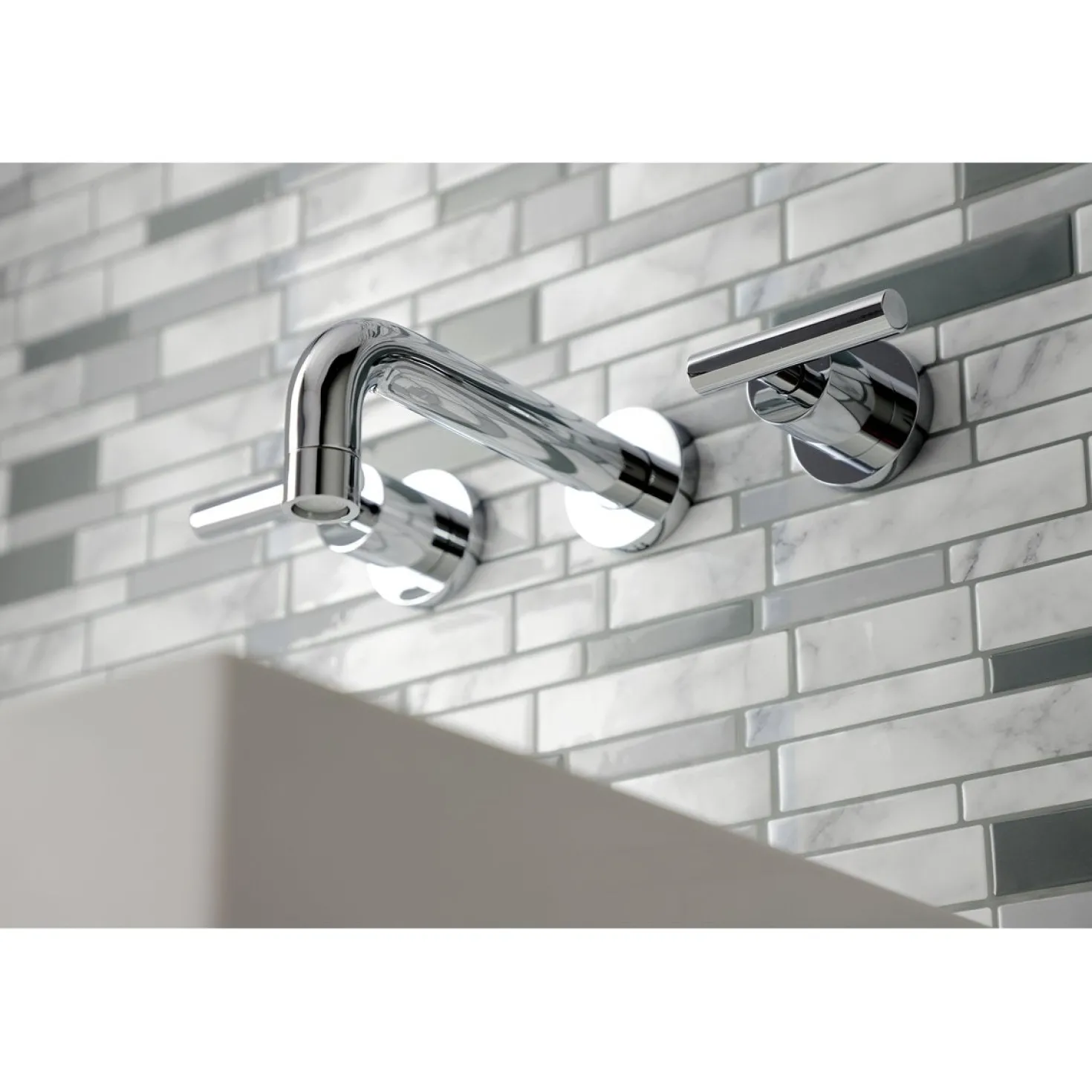 Kingston Brass Manhattan 2-Handle 8-Inch Wall Mount Bathroom Faucet