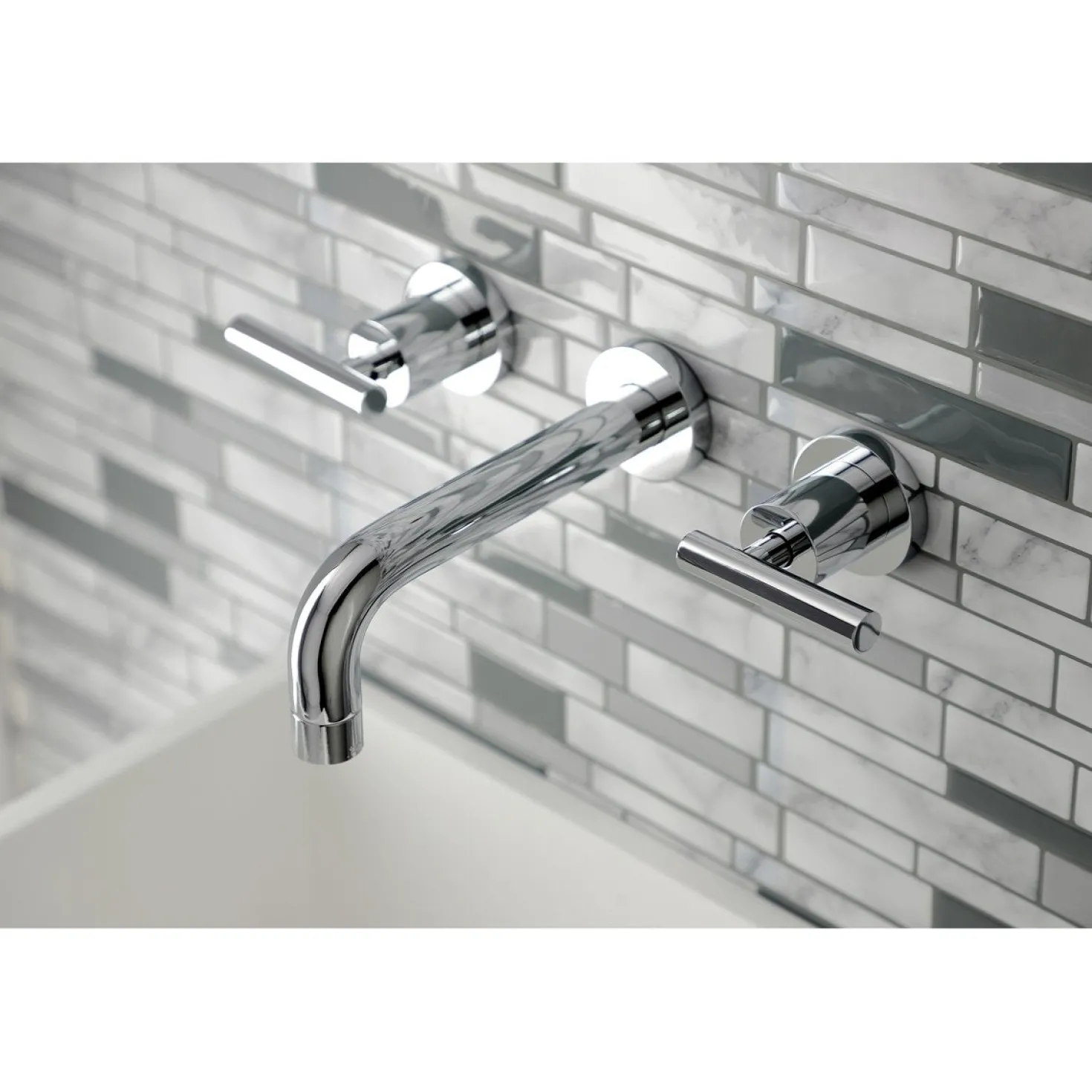 Kingston Brass Manhattan 2-Handle 8-Inch Wall Mount Bathroom Faucet