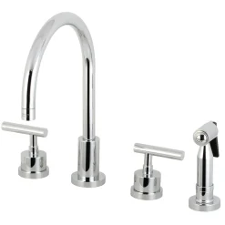 Kingston Brass Manhattan 8-Inch Widespread Kitchen Faucet with Brass Sprayer