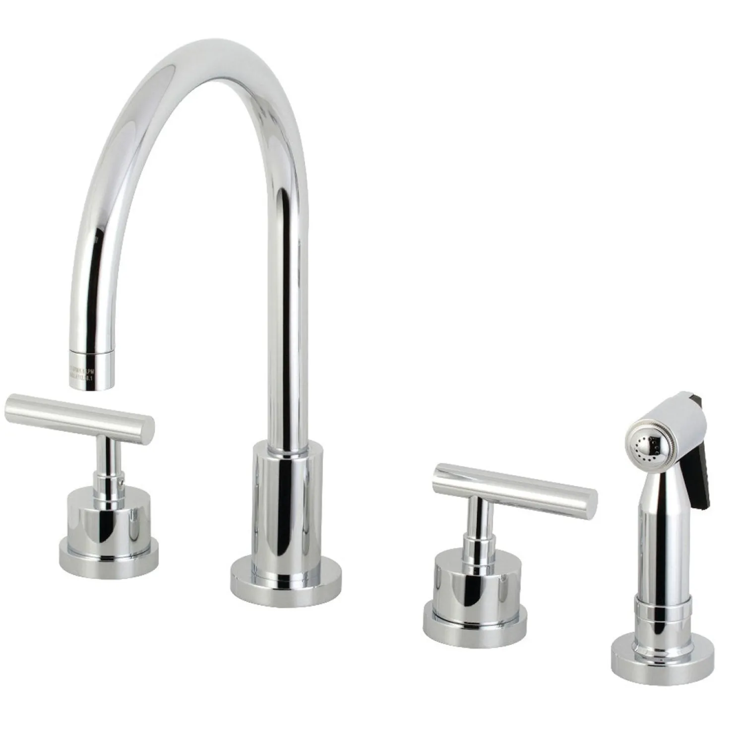 Kingston Brass Manhattan 8-Inch Widespread Kitchen Faucet with Brass Sprayer