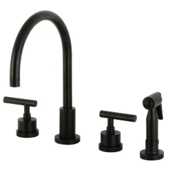 Kingston Brass Manhattan 8-Inch Widespread Kitchen Faucet with Brass Sprayer