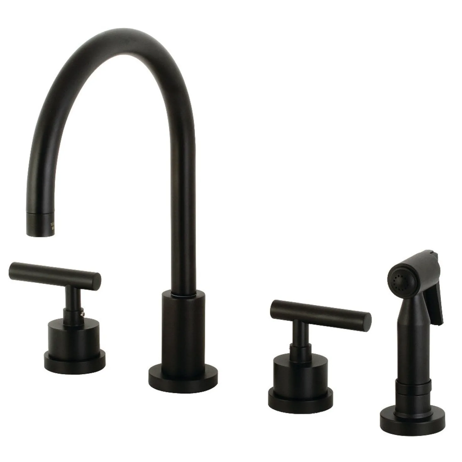 Kingston Brass Manhattan 8-Inch Widespread Kitchen Faucet with Brass Sprayer