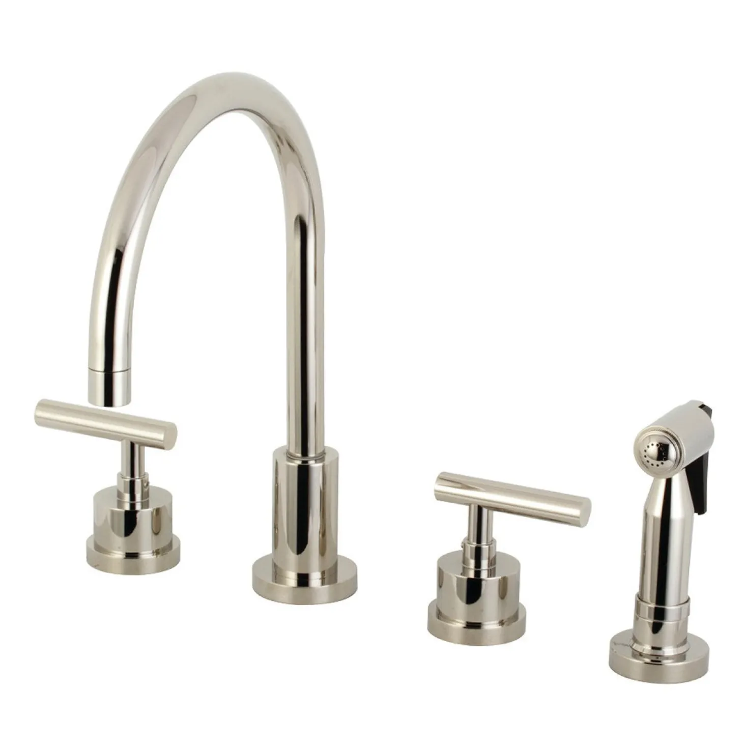 Kingston Brass Manhattan 8-Inch Widespread Kitchen Faucet with Brass Sprayer