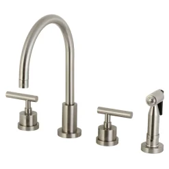 Kingston Brass Manhattan 8-Inch Widespread Kitchen Faucet with Brass Sprayer