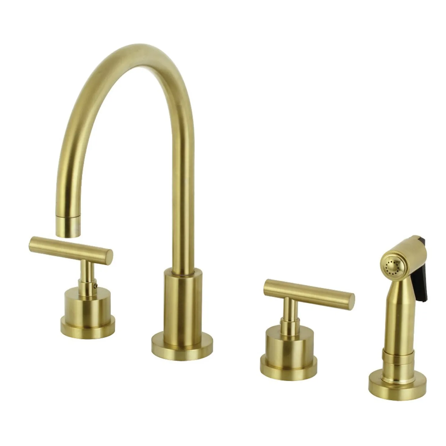 Kingston Brass Manhattan 8-Inch Widespread Kitchen Faucet with Brass Sprayer