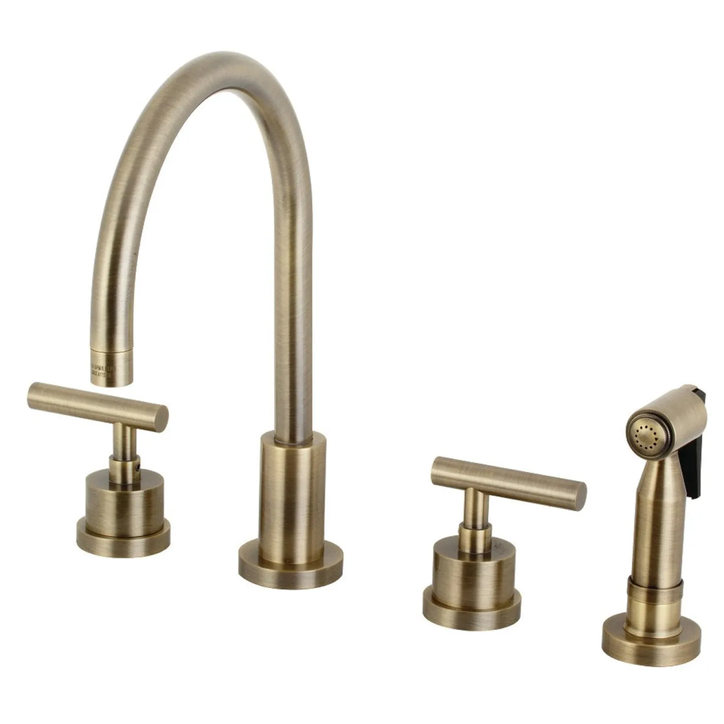 Kingston Brass Manhattan 8-Inch Widespread Kitchen Faucet with Brass Sprayer