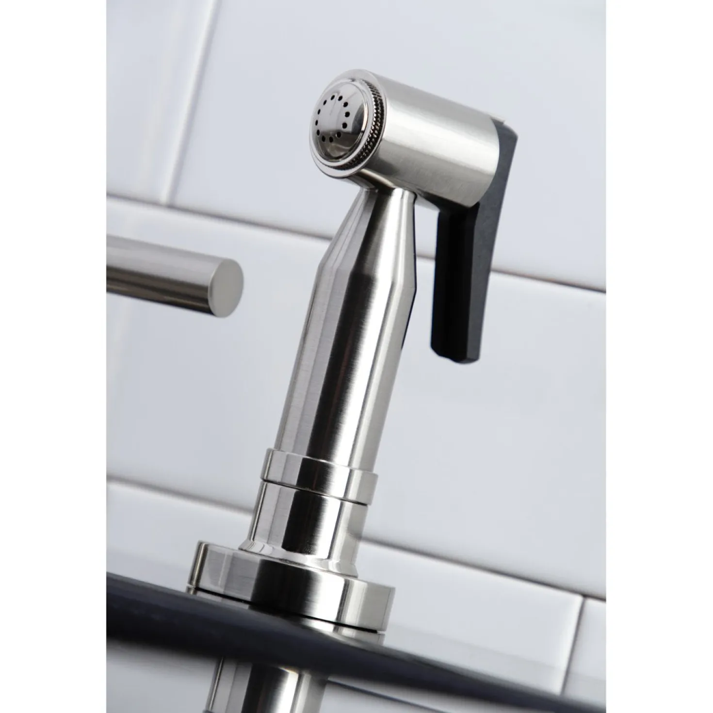 Kingston Brass Manhattan 8-Inch Widespread Kitchen Faucet with Brass Sprayer