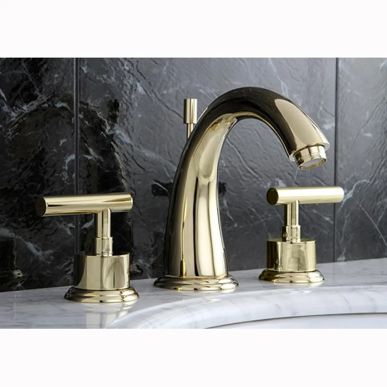 Kingston Brass Manhattan Two Handle 8" to 16" Widespread Lavatory Faucet with Brass Pop-up