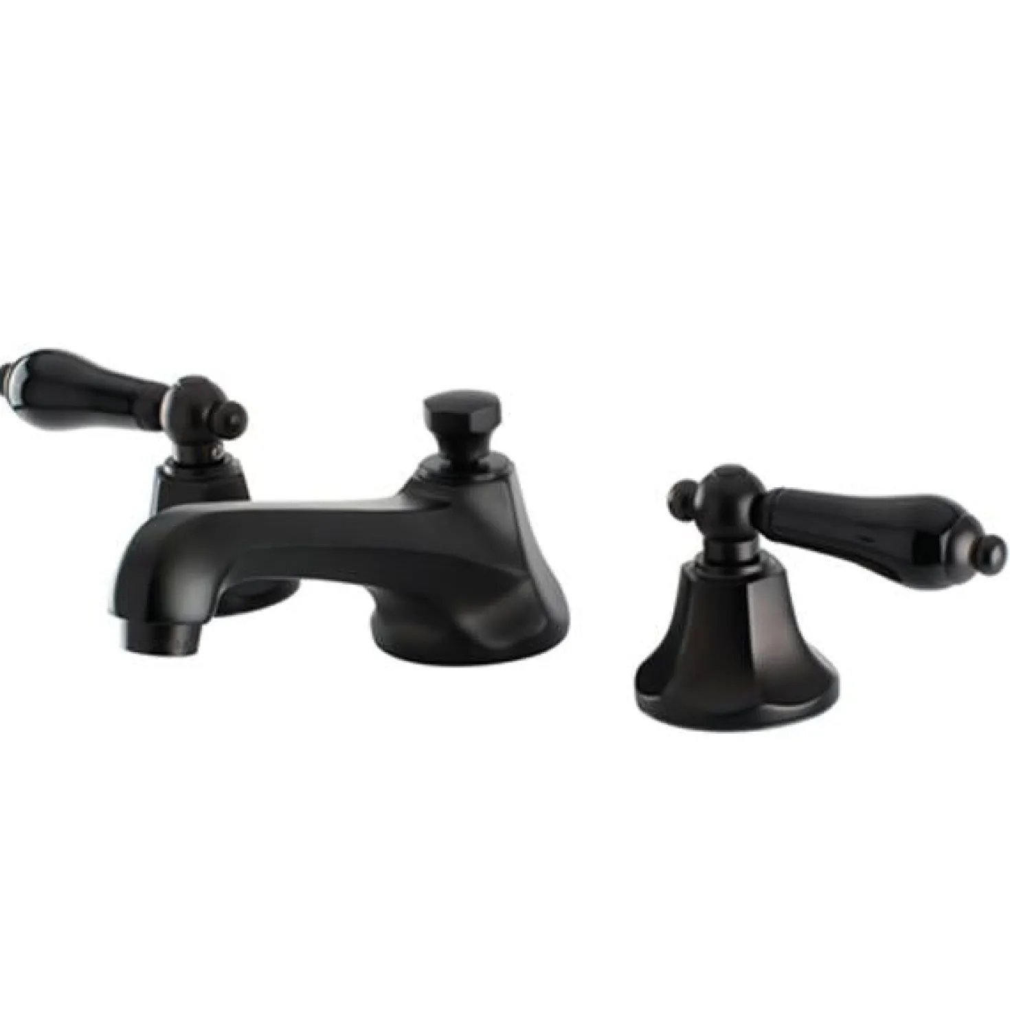 Kingston Brass Metropolitan Onyx Widespread Lavatory Faucet with Black Porcelain Lever Handle
