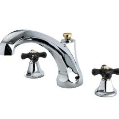 Kingston Brass Metropolitan Onyx Traditional Roman Tub Filler with Black Porcelain Cross Handle