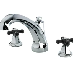 Kingston Brass Metropolitan Onyx Traditional Roman Tub Filler with Black Porcelain Cross Handle