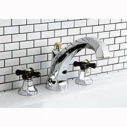 Kingston Brass Metropolitan Onyx Traditional Roman Tub Filler with Black Porcelain Cross Handle