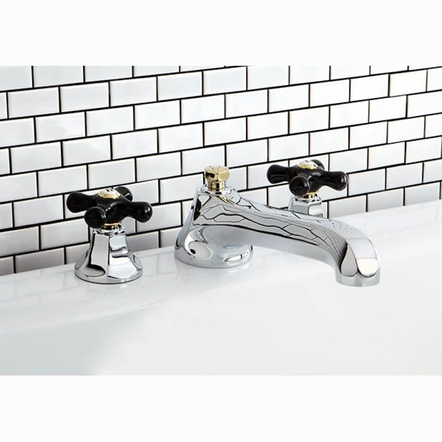Kingston Brass Metropolitan Onyx Roman Tub Filler with Black Porcelain Cross Handle