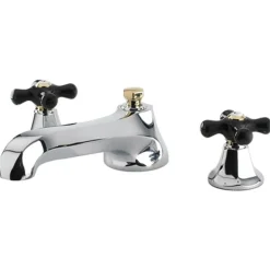 Kingston Brass Metropolitan Onyx Roman Tub Filler with Black Porcelain Cross Handle