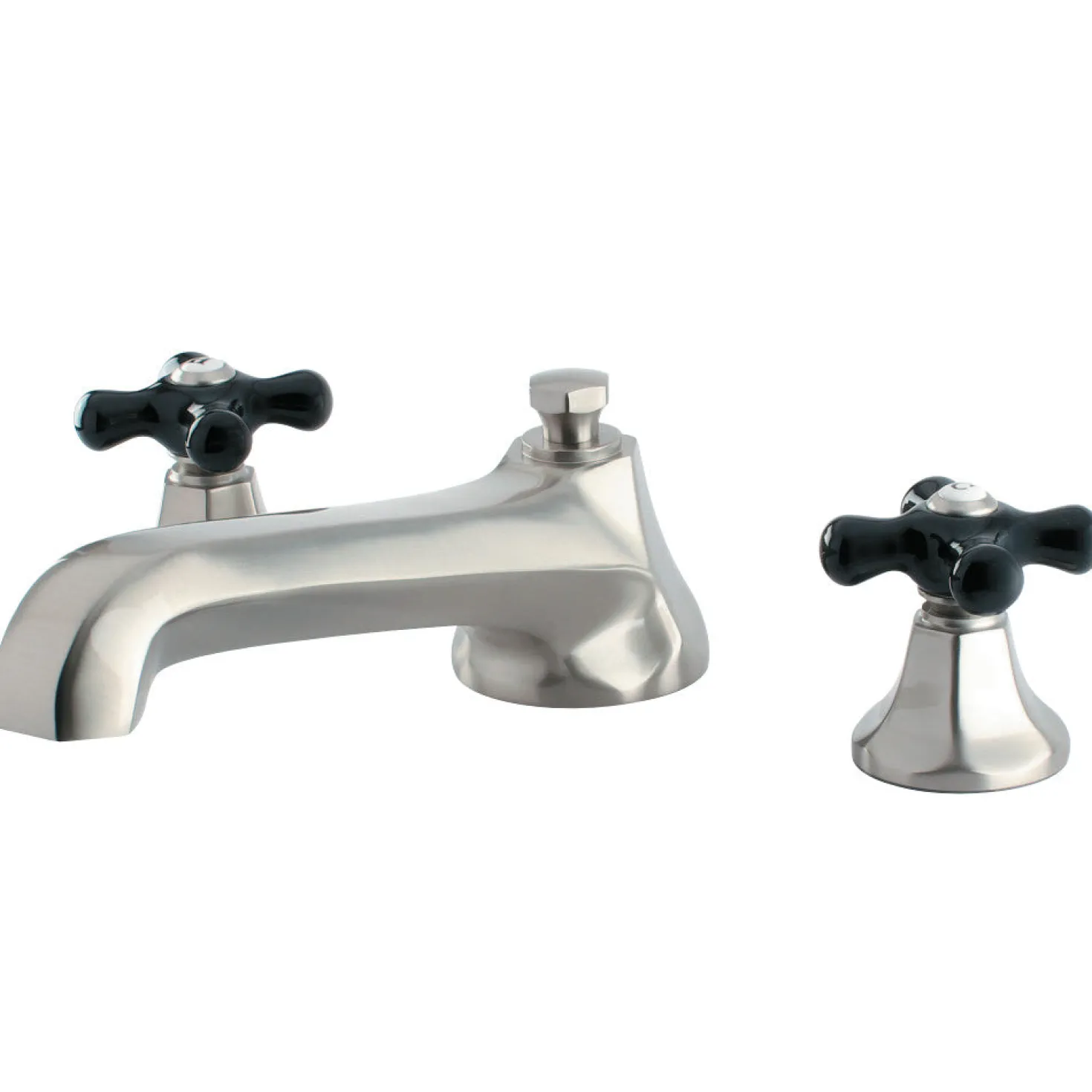 Kingston Brass Metropolitan Onyx Roman Tub Filler with Black Porcelain Cross Handle