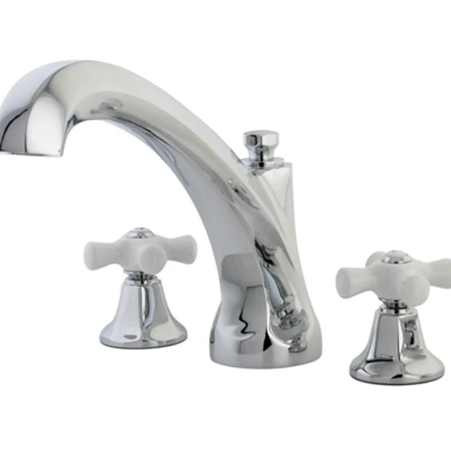 Kingston Brass Metropolitan Roman Tub Filler with Porcelain Cross Handles