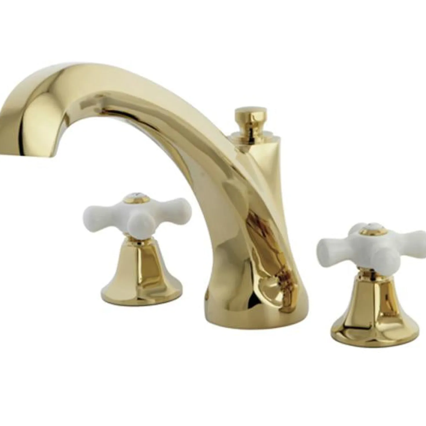 Kingston Brass Metropolitan Roman Tub Filler with Porcelain Cross Handles