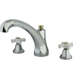 Kingston Brass Metropolitan Roman Tub Filler with Porcelain Cross Handles