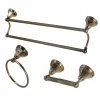 Kingston Brass Metropolitan 3-Piece Towel Bar Accessory Set in Antique Brass