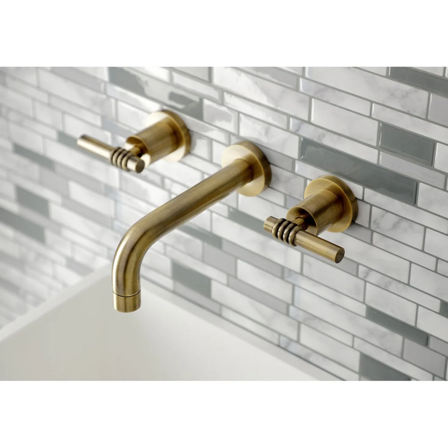 Kingston Brass Milano 2-Handle 8-Inch Wall Mount Bathroom Faucet