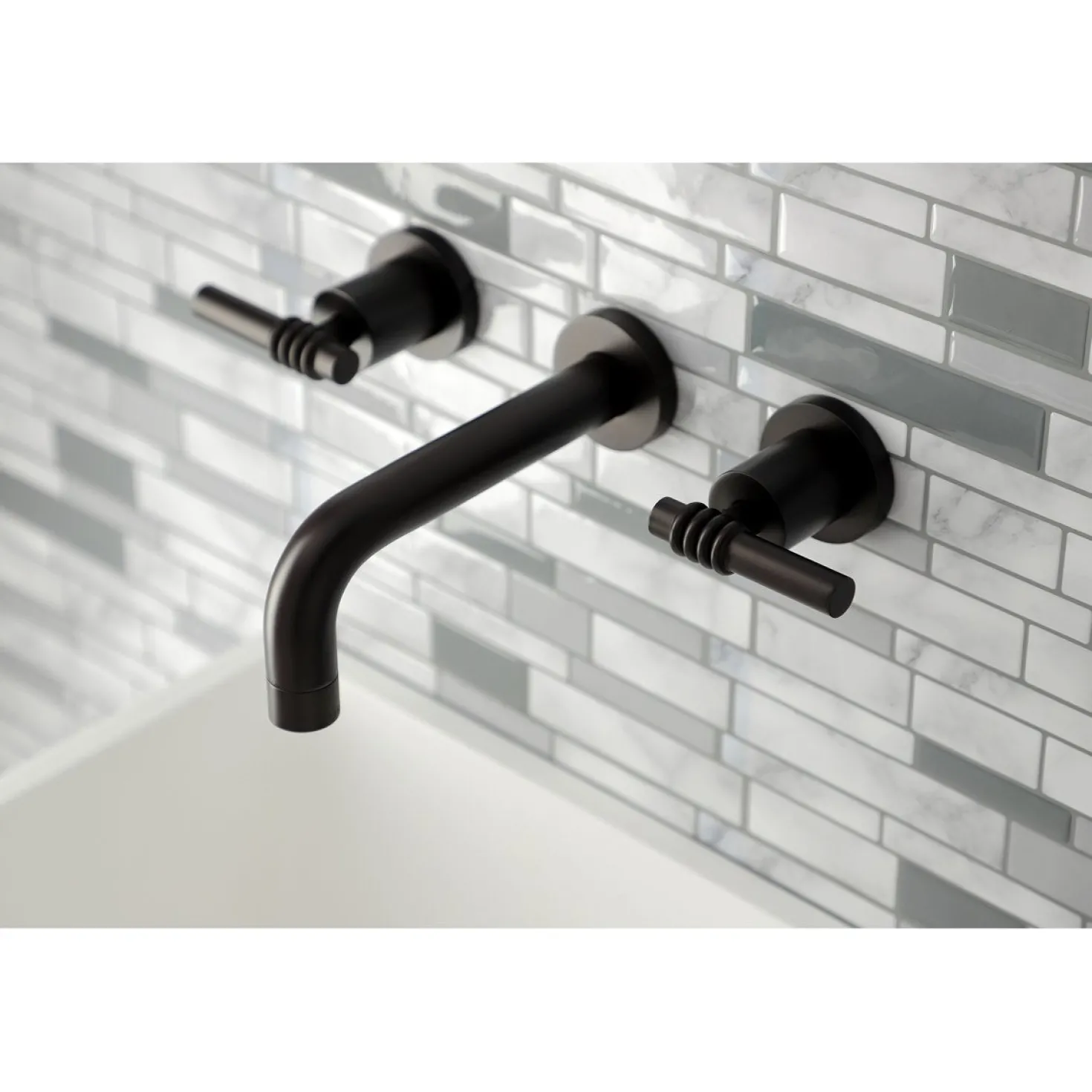 Kingston Brass Milano 2-Handle 8-Inch Wall Mount Bathroom Faucet