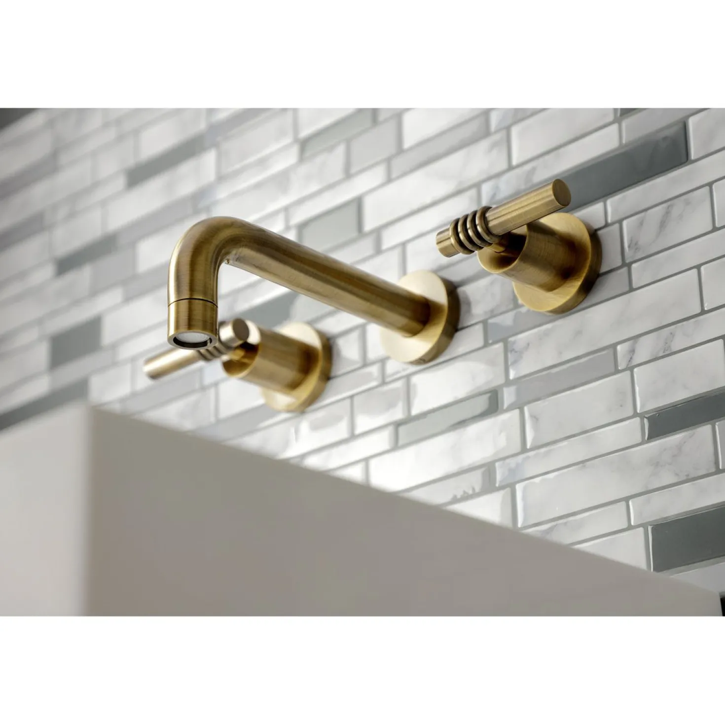 Kingston Brass Milano 2-Handle 8-Inch Wall Mount Bathroom Faucet