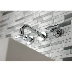 Kingston Brass Milano 2-Handle 8-Inch Wall Mount Bathroom Faucet