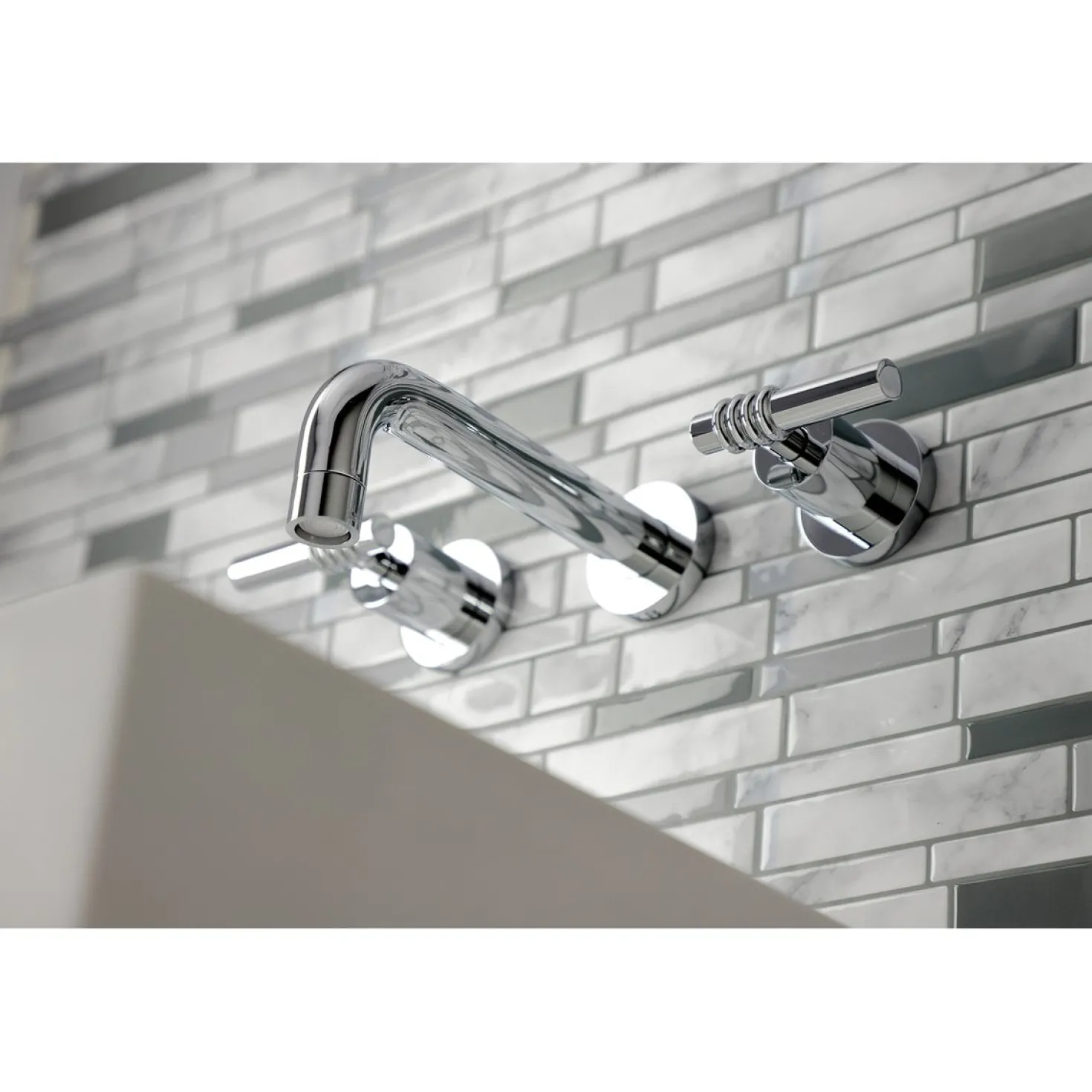 Kingston Brass Milano 2-Handle 8-Inch Wall Mount Bathroom Faucet