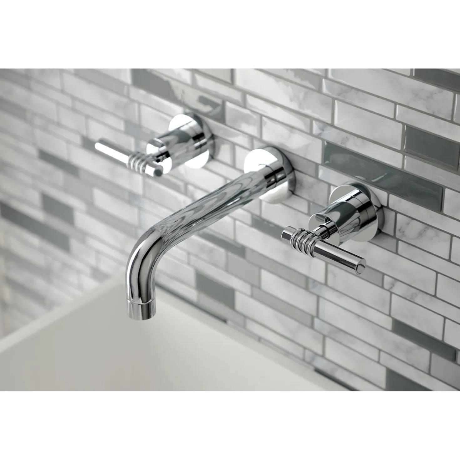 Kingston Brass Milano 2-Handle 8-Inch Wall Mount Bathroom Faucet
