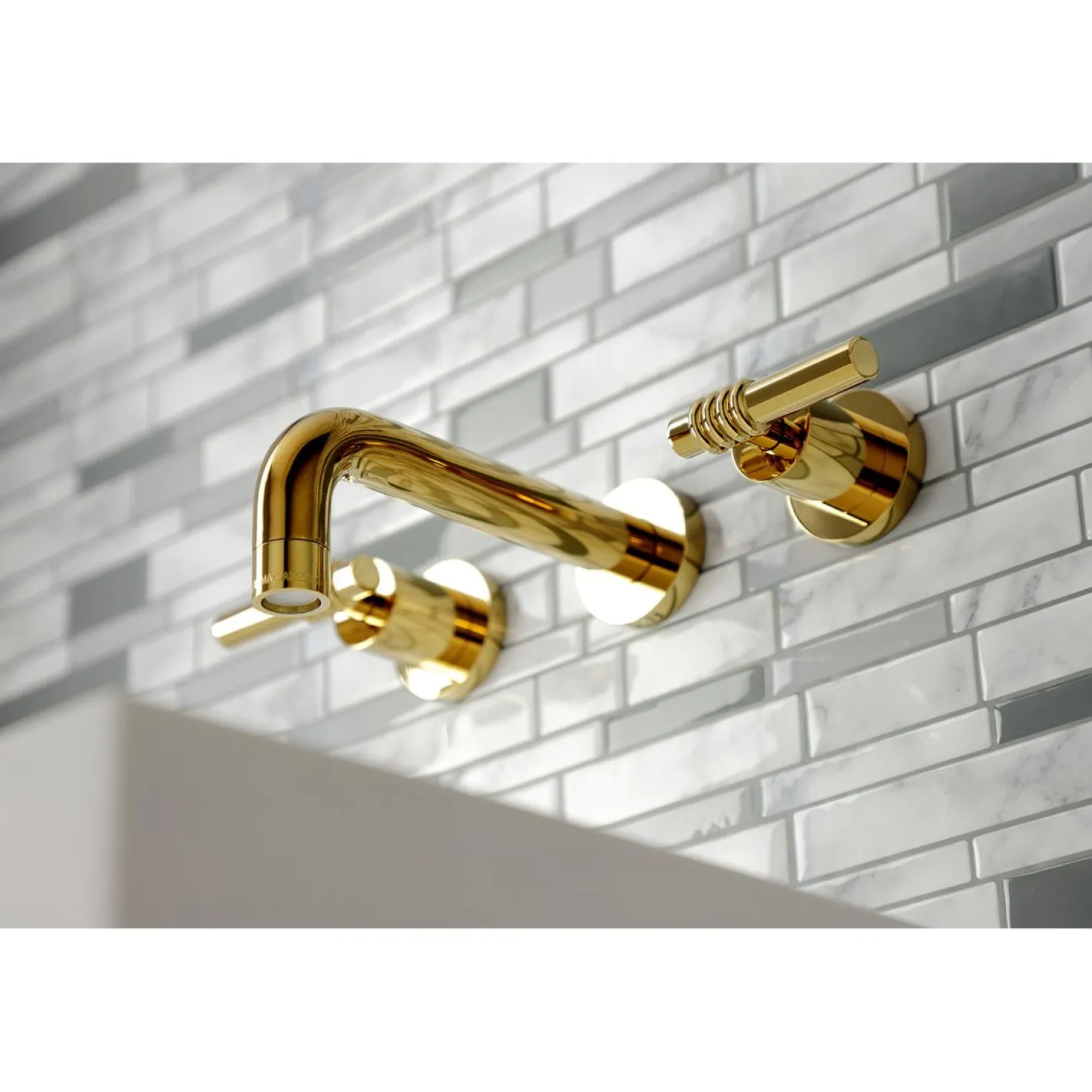Kingston Brass Milano 2-Handle 8-Inch Wall Mount Bathroom Faucet